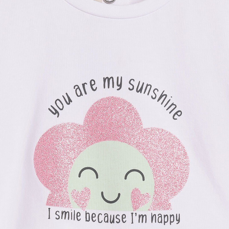 Girls White Graphic Printed Short Sleeve T-Shirt image number 3